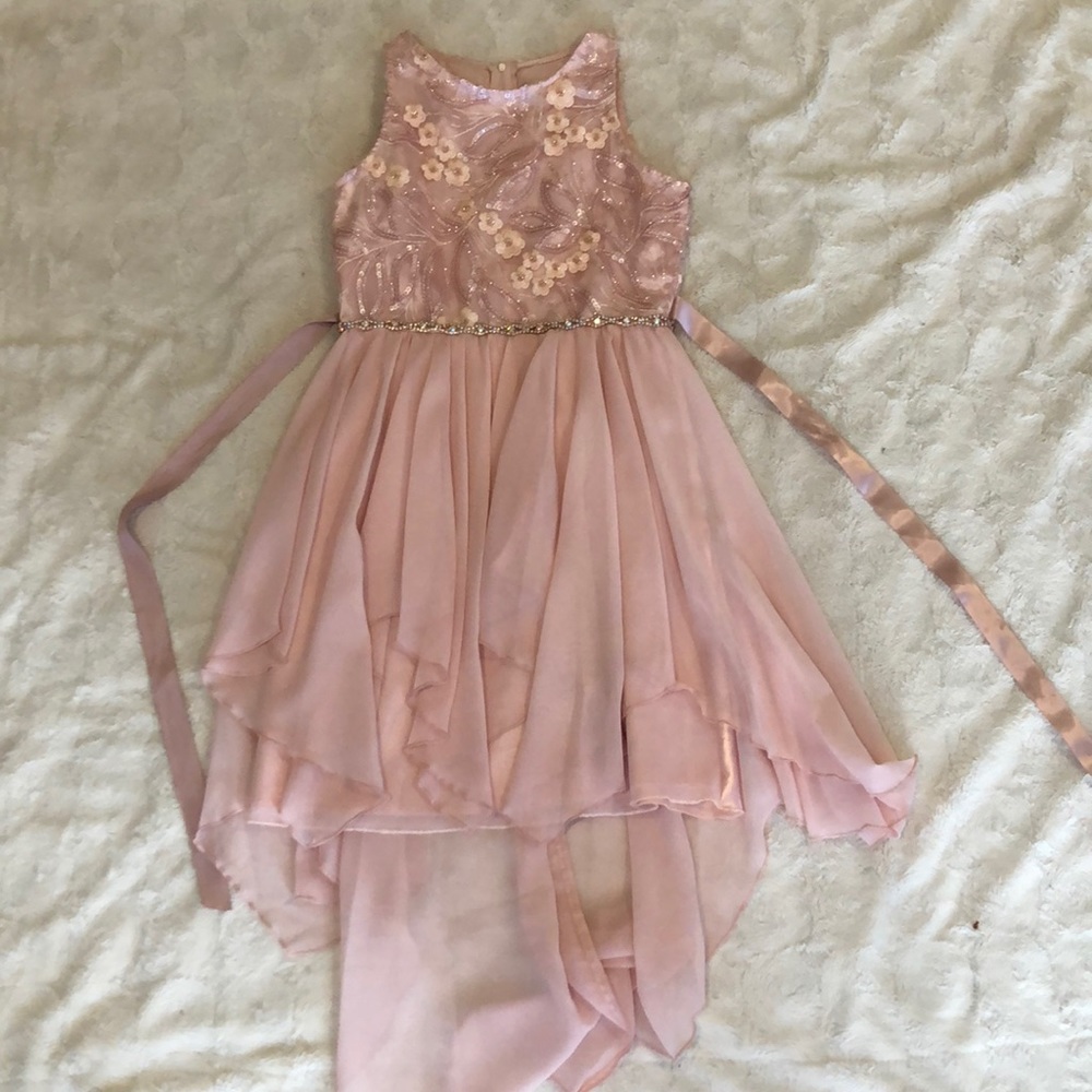 sparkling pink layered formal dress for kids